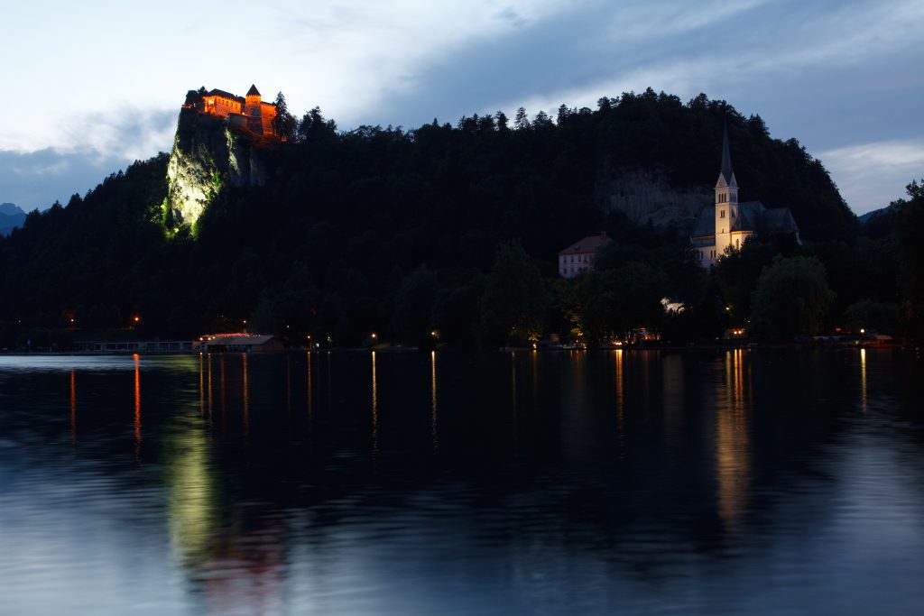 Bled Castle and St Martin's Church at night - Bled -  - Slovenia
